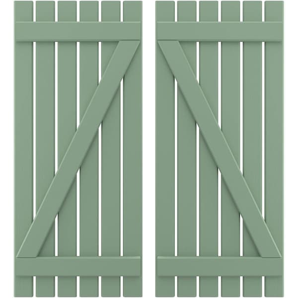 Ekena Millwork Americraft 6-Board (2 Batten) Wood Spaced Board-n-Batten Shutters w/ Z-Bar, ARW102SB623X77TGH, PR ARW102SB623X77TGH - main